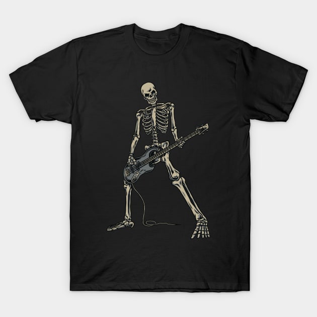 Skeleton Playing Guitar for Rock Music Lover Gift and Hardcore Music Fan Present T-Shirt by Arteestic